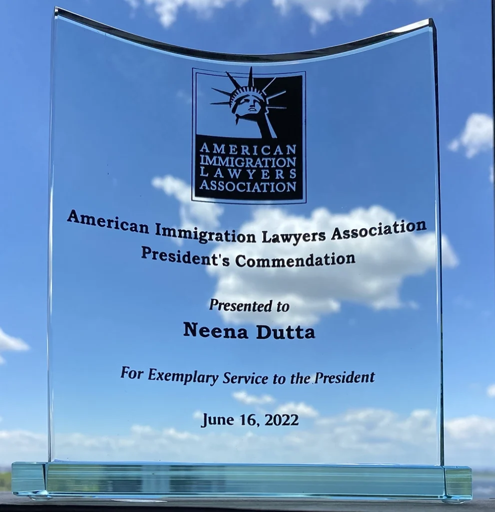 American Immigration Lawyers Association Presedent’s Commendation Award